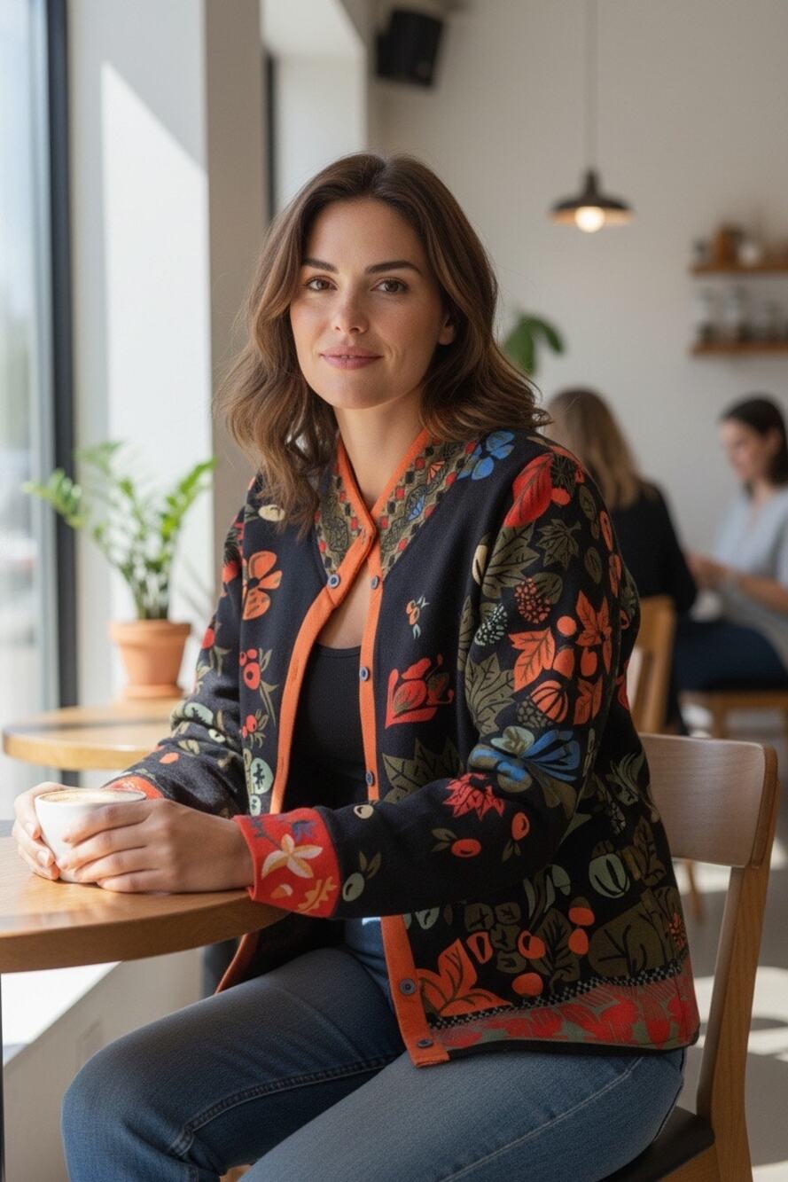 Misslook Floral Autumn Print Womens Blazer Jacket Size M